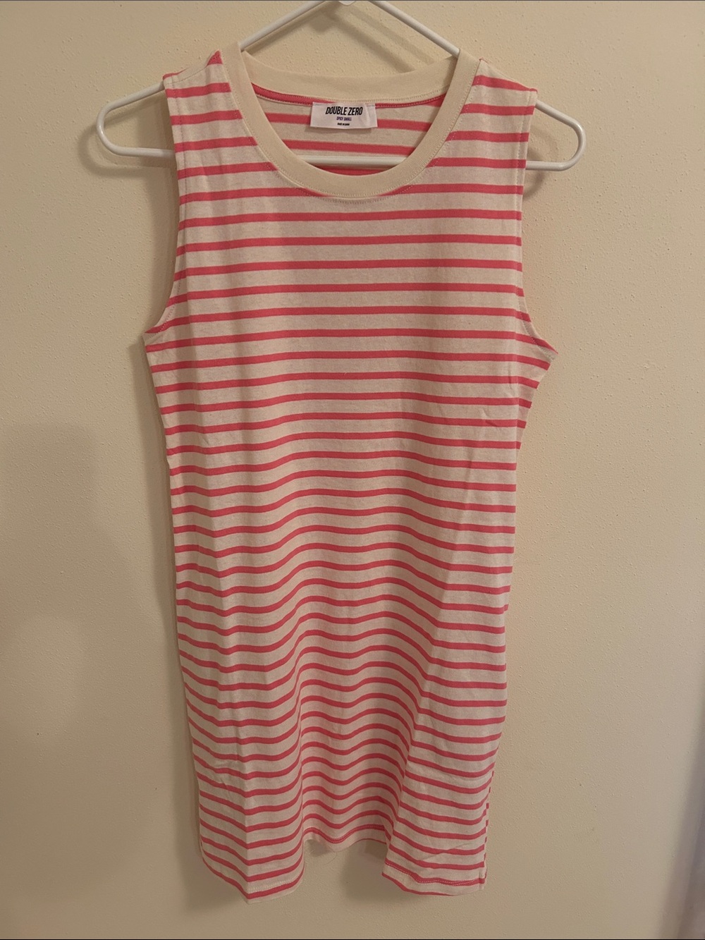 Double Zero Cream and Pink Striped Sleeveless Dress
